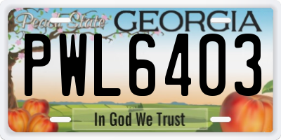 GA license plate PWL6403