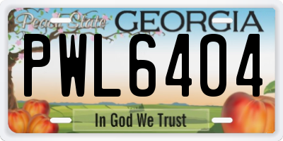 GA license plate PWL6404