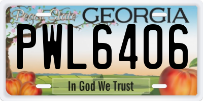 GA license plate PWL6406
