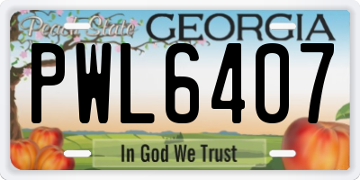 GA license plate PWL6407