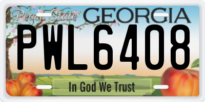 GA license plate PWL6408
