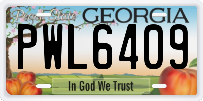GA license plate PWL6409