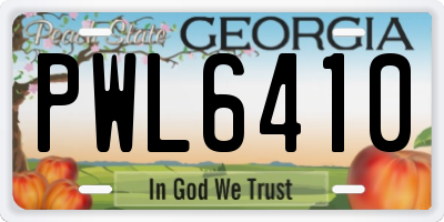 GA license plate PWL6410