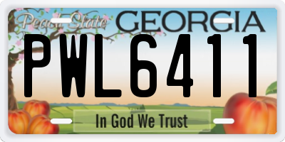GA license plate PWL6411