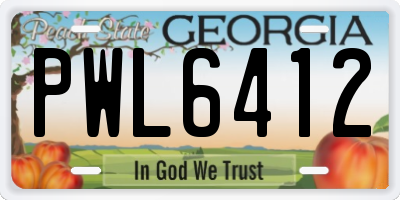 GA license plate PWL6412