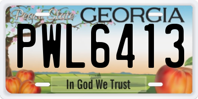 GA license plate PWL6413