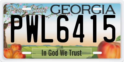 GA license plate PWL6415