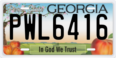 GA license plate PWL6416