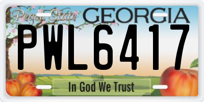 GA license plate PWL6417