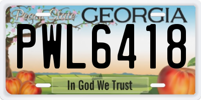 GA license plate PWL6418