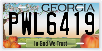 GA license plate PWL6419
