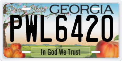 GA license plate PWL6420