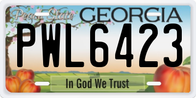 GA license plate PWL6423