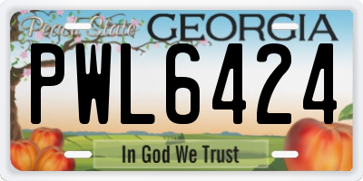 GA license plate PWL6424
