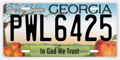 GA license plate PWL6425