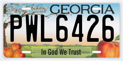 GA license plate PWL6426