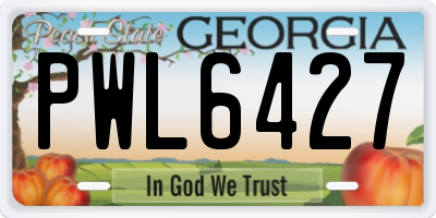 GA license plate PWL6427