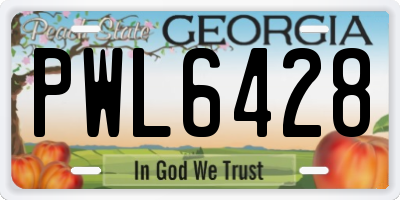 GA license plate PWL6428
