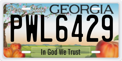 GA license plate PWL6429