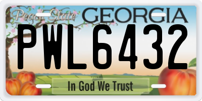 GA license plate PWL6432