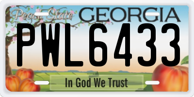GA license plate PWL6433