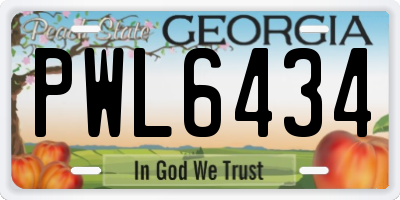 GA license plate PWL6434