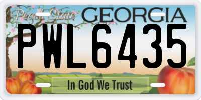 GA license plate PWL6435