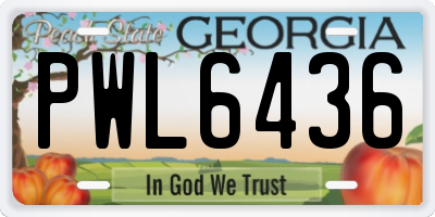 GA license plate PWL6436