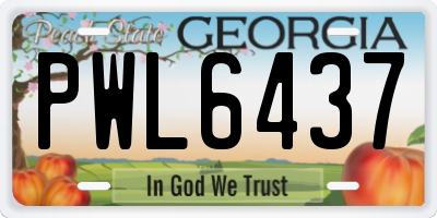 GA license plate PWL6437