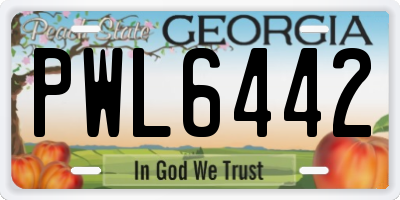 GA license plate PWL6442