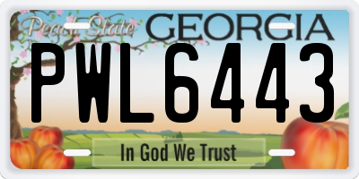 GA license plate PWL6443