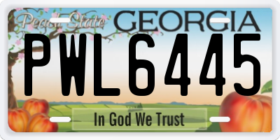 GA license plate PWL6445
