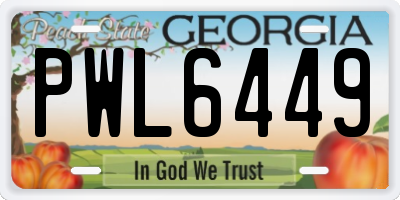 GA license plate PWL6449