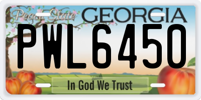GA license plate PWL6450