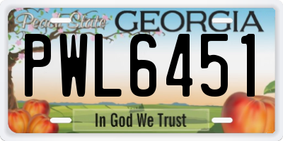 GA license plate PWL6451