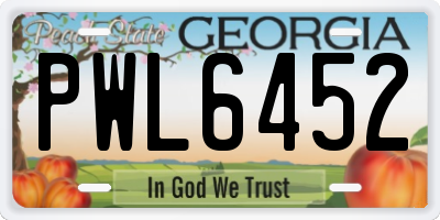 GA license plate PWL6452