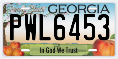 GA license plate PWL6453