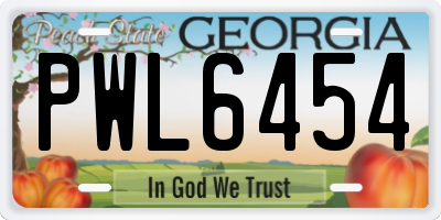GA license plate PWL6454