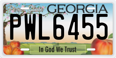 GA license plate PWL6455