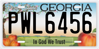 GA license plate PWL6456