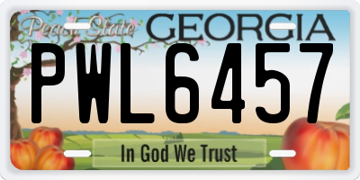GA license plate PWL6457