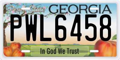 GA license plate PWL6458