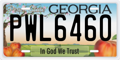 GA license plate PWL6460