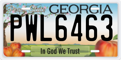GA license plate PWL6463