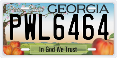 GA license plate PWL6464