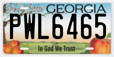 GA license plate PWL6465