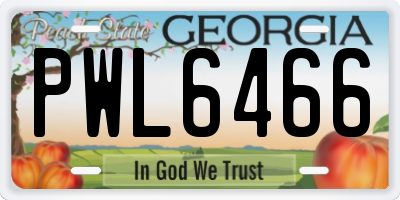 GA license plate PWL6466