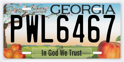 GA license plate PWL6467
