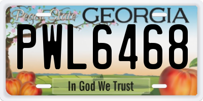 GA license plate PWL6468
