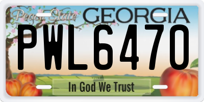 GA license plate PWL6470